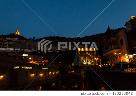 Night view of ancient district Abanotubani, known for its sulfur baths in Tbilisi, Georgia Night view of ancient district Abanotubani, known for its sulfur baths in Tbilisi, Georgia 123253048