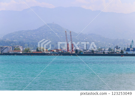 Cargo port on Black Sea in Batumi, Georgia 123253049