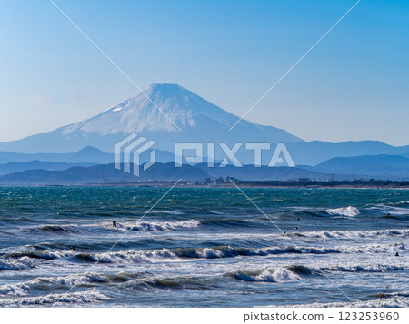 The majestic Mount Fuji as seen from Shonan The majestic Mount Fuji as seen from Shonan 123253960