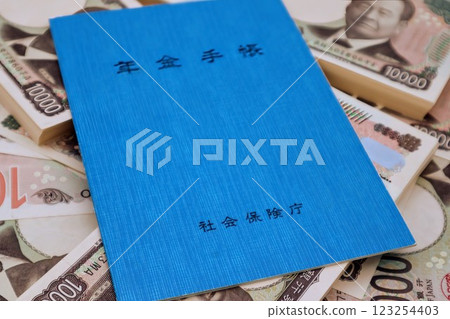退休金簿的特寫 退休金簿的特寫 123254403