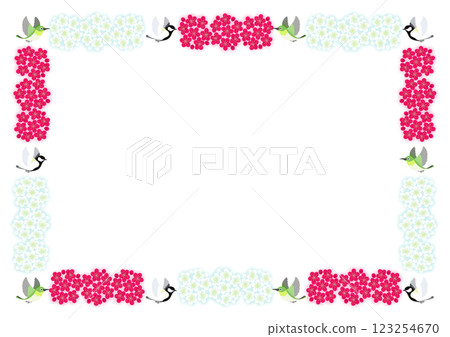 Cute little bird and plum frame Cute little bird and plum frame 123254670
