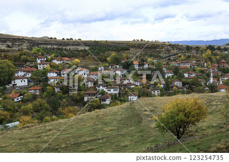 Footage of the city of Safranbolu, which is on the world heritage list and stands out with its local architectural features. 123254735