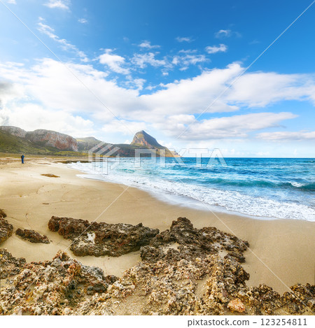 Superb seascape of Isolidda Beach near San Vito cape. Superb seascape of Isolidda Beach near San Vito cape. 123254811