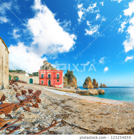 Spectacular scene of Tonnara di Scopello. Spectacular scene of Tonnara di Scopello. 123254859