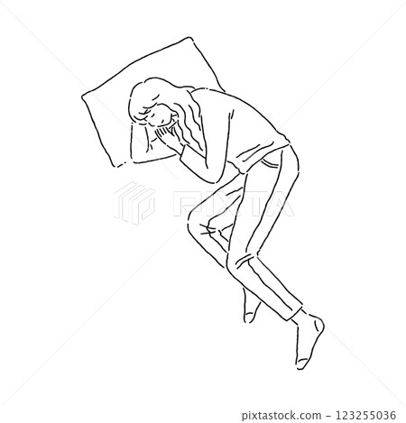 女人小睡的線條畫 123255036