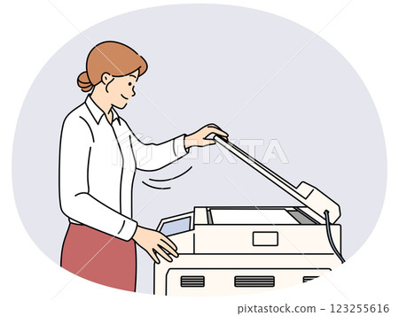 Businesswoman make document copy on machine 123255616