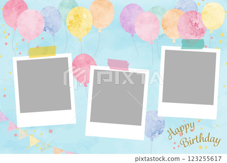 相框水彩氣球背景生日卡插圖 123255617