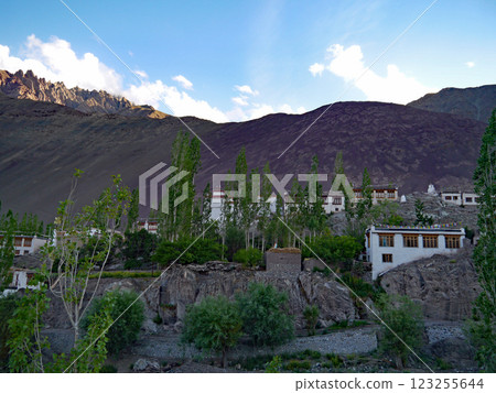 Mountain view from a hotel in Alchi, Ladakh, northern India Mountain view from a hotel in Alchi, Ladakh, northern India 123255644