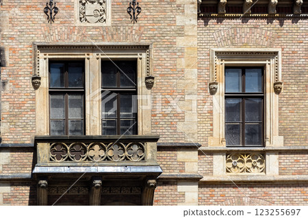 Rectangular windows with balcony. Rectangular windows with balcony. 123255697