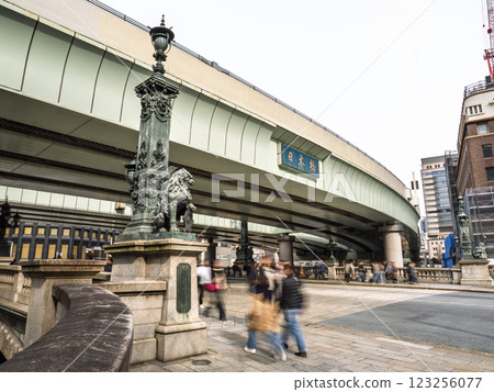 Nihonbashi Bridge, an important cultural property spanning the Nihonbashi River; the Metropolitan Expressway viaduct that runs over the Nihonbashi River Nihonbashi Bridge, an important cultural property spanning the Nihonbashi River; the Metropolitan Expressway viaduct that runs over the Nihonbashi River 123256077