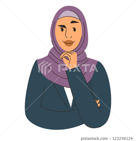 Muslim woman contemplating vector isolated Muslim woman contemplating vector isolated 123256124