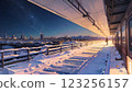 Railroad tracks on a snowy morning 123256157