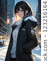 Office Lady and Snow Scene 123256164