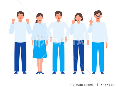 Illustration of men and women solving problems for people Positive 123256448