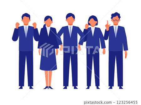 Men and women in suits, illustration of people solving problems, positive 123256455