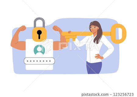 Key to account in hands of business woman who uses reliable method of providing access Key to account in hands of business woman who uses reliable method of providing access 123256723