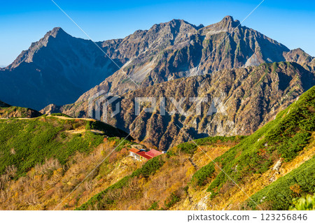 從木作新道眺望西嶽小屋和穗高山脈 攀登北阿爾卑斯山表銀座橫斷面的槍山 從木作新道眺望西嶽小屋和穗高山脈 攀登北阿爾卑斯山表銀座橫斷面的槍山 123256846