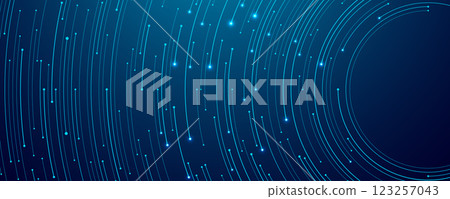 Thin line circuit circle wires in blue on technology futuristic bg. 123257043