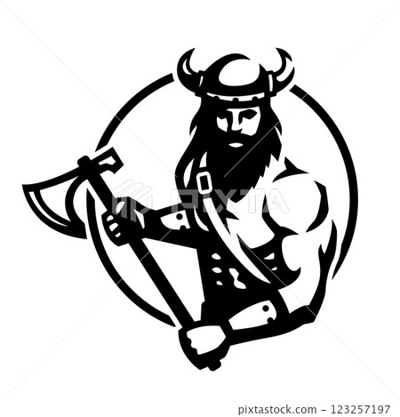 Viking with an axe. 123257197