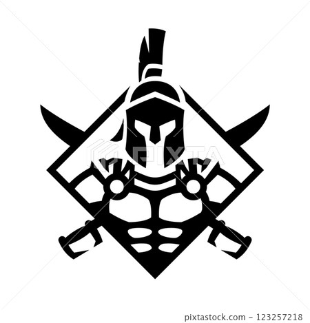 Spartan warrior logo, emblem. 123257218
