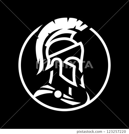 Spartan warrior logo, emblem on a dark background. 123257220