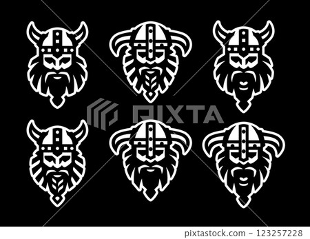 Greek warrior with a helmet on his head on a dark background. 123257228