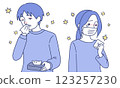 患有花粉症症狀的男性和女性 123257230