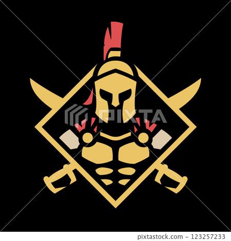 Spartan warrior logo, emblem on a dark background. 123257233