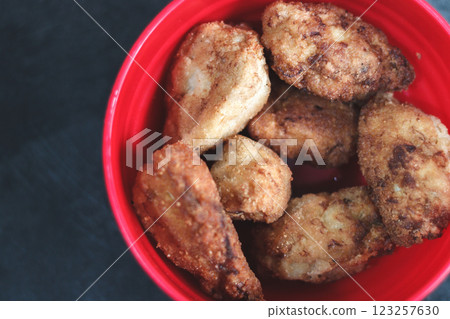 Delicious homemade croquettes in Bowl 123257630