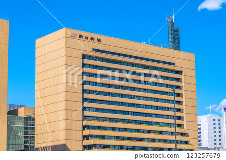 Tokyo cityscape in Japan, overlooking the Asahi Shimbun company. In front of the company lies the former site of Tsukiji Market. Tokyo cityscape in Japan, overlooking the Asahi Shimbun company. In front of the company lies the former site of Tsukiji Market. 123257679