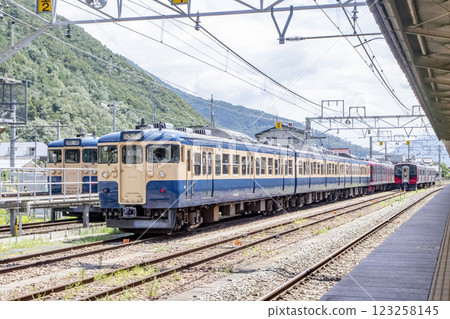 115 series train at Togura Station on the Shinano Railway Line 115 series train at Togura Station on the Shinano Railway Line 123258145