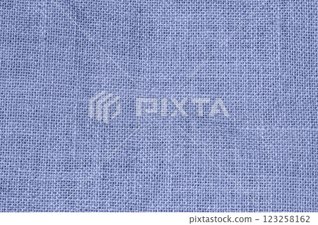 Blue woven fabric texture with a detailed grid-like pattern and natural fiber structure. Natural textile background, eco-friendly design. Soft and organic material concept Blue woven fabric texture with a detailed grid-like pattern and natural fiber structure. Natural textile background, eco-friendly design. Soft and organic material concept 123258162