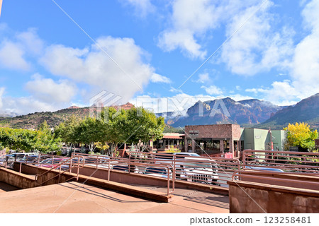 Sedona cityscape and reddish brown rocks Sedona cityscape and reddish brown rocks 123258481
