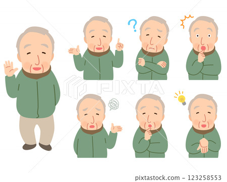 Elderly man, facial expression pose, senior, elderly, late elderly 123258553
