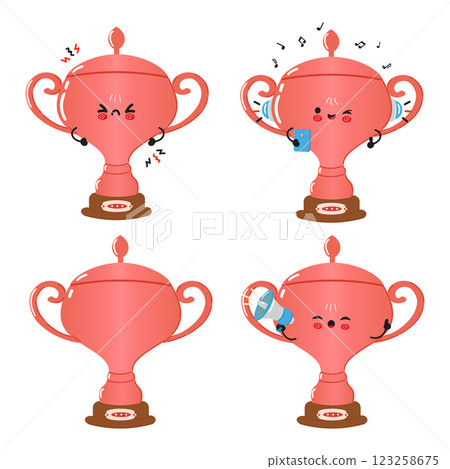 Funny Bronze Trophy Cup Characters Cute Cartoon Trophy Mascot Bundle Set Funny Bronze Trophy Cup Characters Cute Cartoon Trophy Mascot Bundle Set 123258675