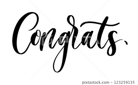 Congrats. Calligraphy vector hand drawn illustration. 123259135