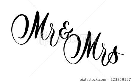 MR and MRS black vector brush calligraphy banner. 123259137