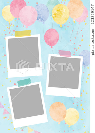 相框和水彩氣球背景插圖 123259147
