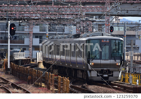 JR Hanwa Line 223 series 2500 arriving at Tennoji Station JR Hanwa Line 223 series 2500 arriving at Tennoji Station 123259370