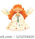 Cute little angel girl with wings. Illustration on a white background. 123259420