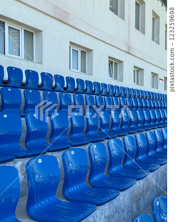 Blue Stadium Stand Seats For Viewing 123259698