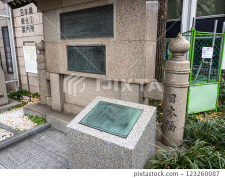 An explanatory board for "Nihonbashi Bridge," an important cultural property of Japan, is installed next to the bridge. An explanatory board for "Nihonbashi Bridge," an important cultural property of Japan, is installed next to the bridge. 123260087