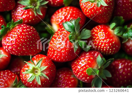 新鮮草莓特寫，顏色鮮紅 123260641