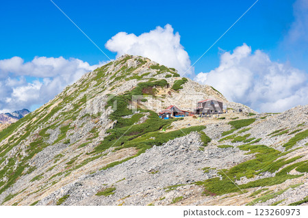 The summit of Mt. Daitensho and Daitenso Mountain Climbing Mt. Yari on the Northern Alps Omote Ginza Traverse 123260973