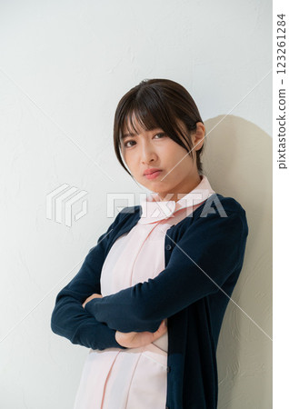 Clinic staff thinking on white background Clinic staff thinking on white background 123261284