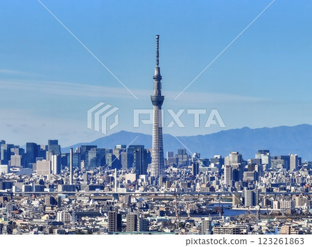"Tokyo" Blue sky and Tokyo Skytree cityscape 123261863