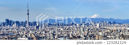 "Tokyo" Cityscape of Tokyo and Mt. Fuji, urban landscape 123262124