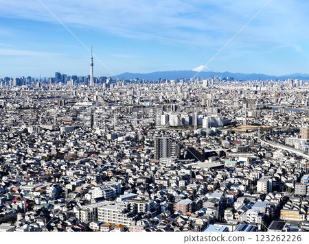 "Tokyo" Cityscape of Tokyo and Mt. Fuji, urban landscape 123262226