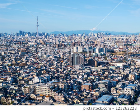 "Tokyo" Cityscape of Tokyo and Mt. Fuji, urban landscape "Tokyo" Cityscape of Tokyo and Mt. Fuji, urban landscape 123262228