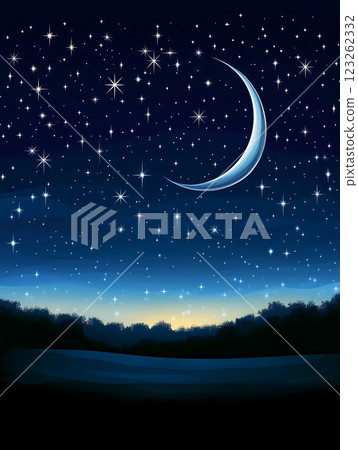 深色背景星星和月亮童話風格插畫 123262332